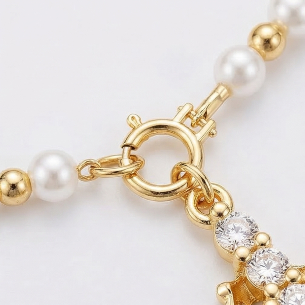 Crownara™ – Crown Cross Pearl Bead Necklace