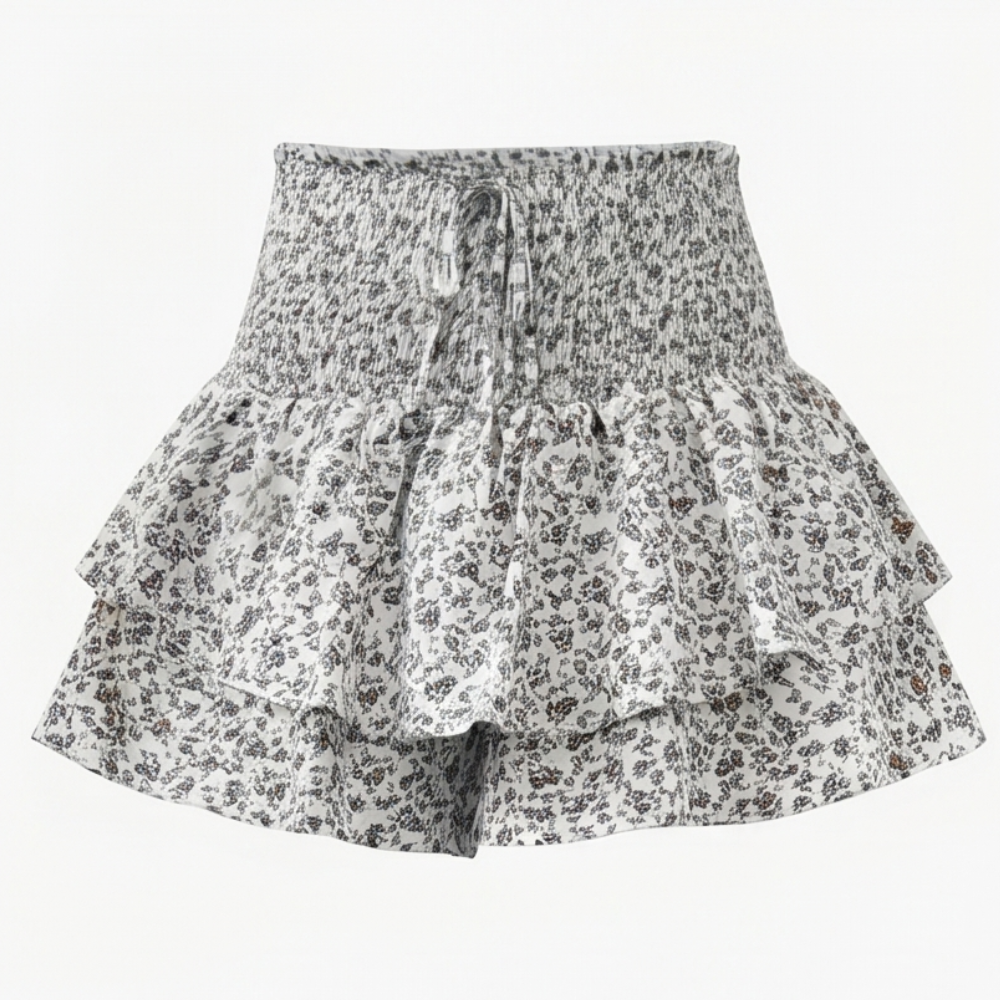 Florelle™ – High-Waist Floral Ruffle Skort