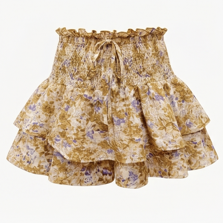 Florelle™ – High-Waist Floral Ruffle Skort