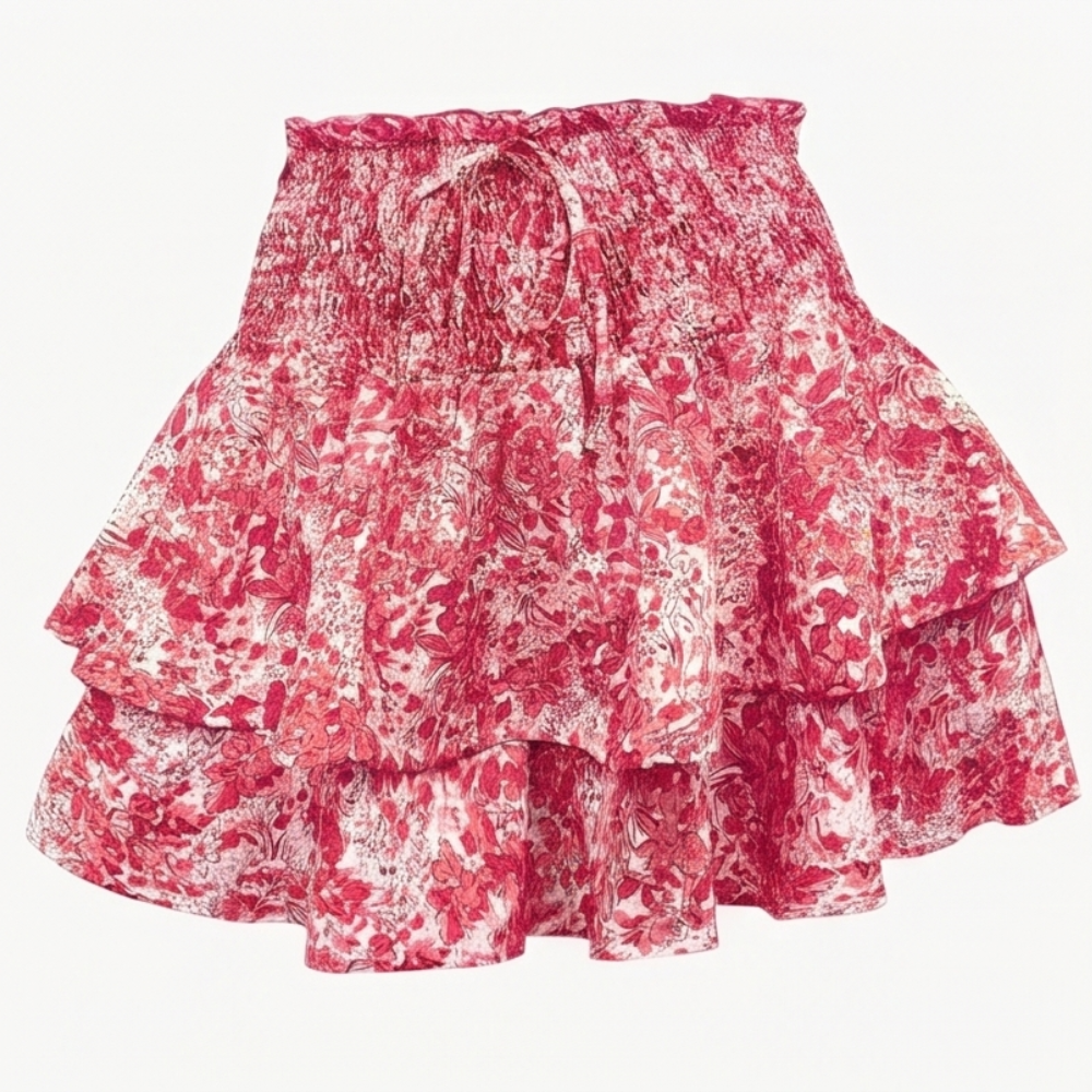 Florelle™ – High-Waist Floral Ruffle Skort