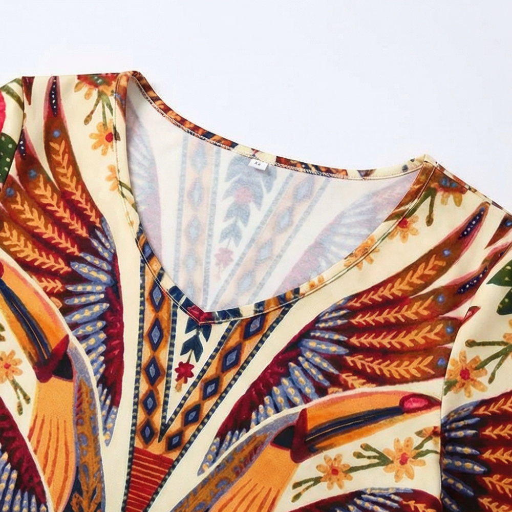 Vivara™ – Bold Peacock Wingspan Summer Dress