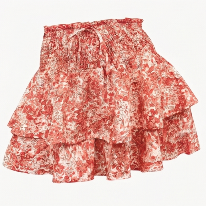 Florelle™ – High-Waist Floral Ruffle Skort