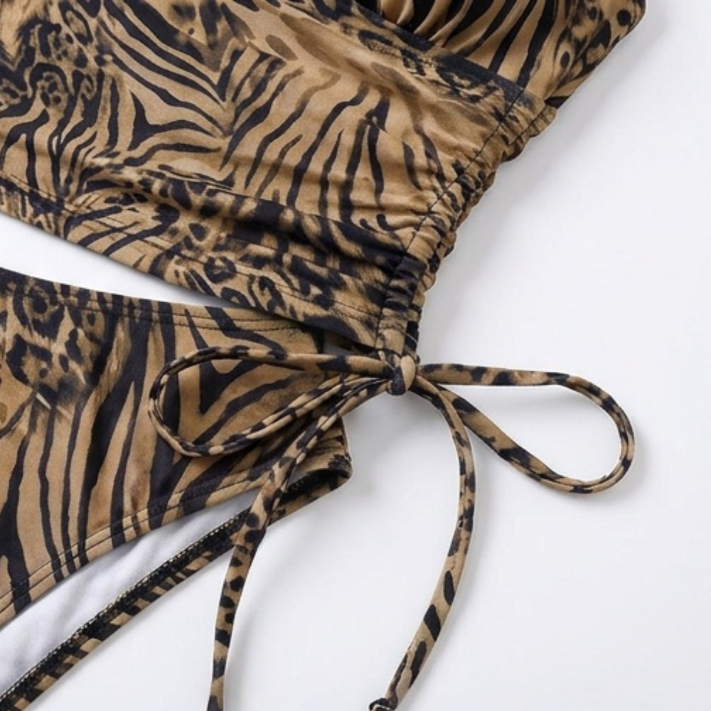 Lunavia - Women's Lined Leopard Plunge Bikini Set