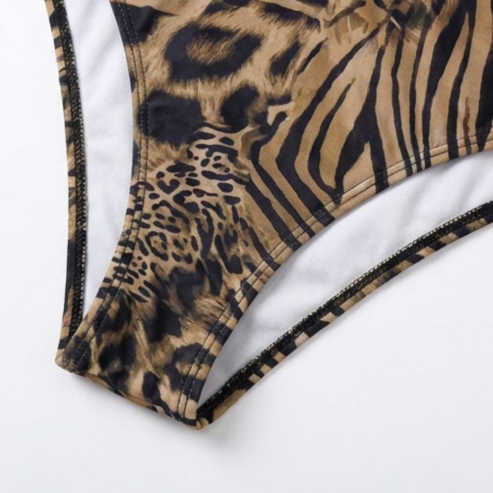 Lunavia - Women's Lined Leopard Plunge Bikini Set