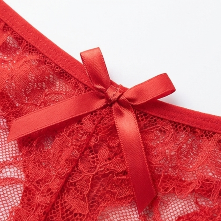 Velara™ – Floral Lace Open Crotch Thong
