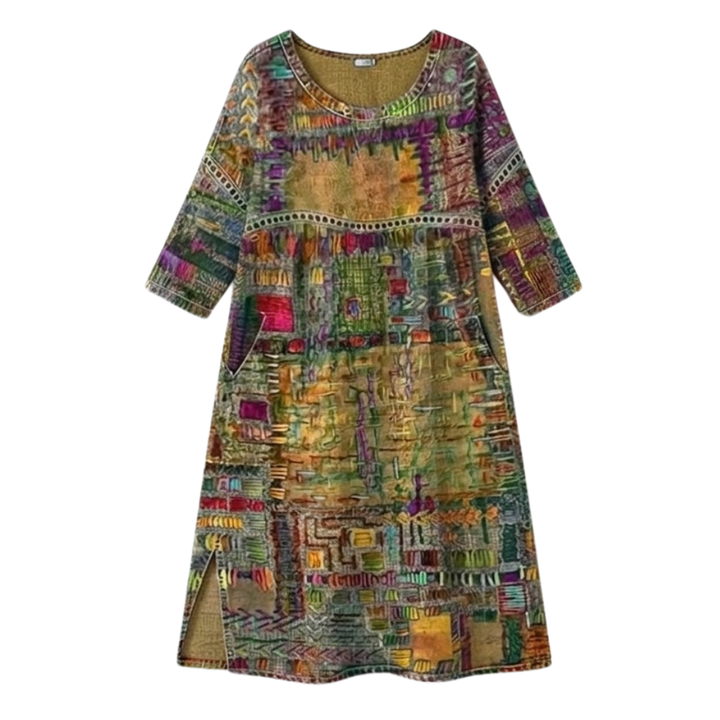 Tessara™ – Artisan Print Cotton Dress with Pockets