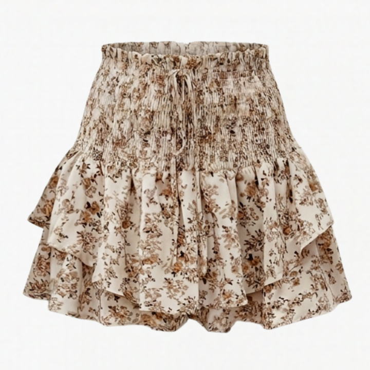 Florelle™ – High-Waist Floral Ruffle Skort