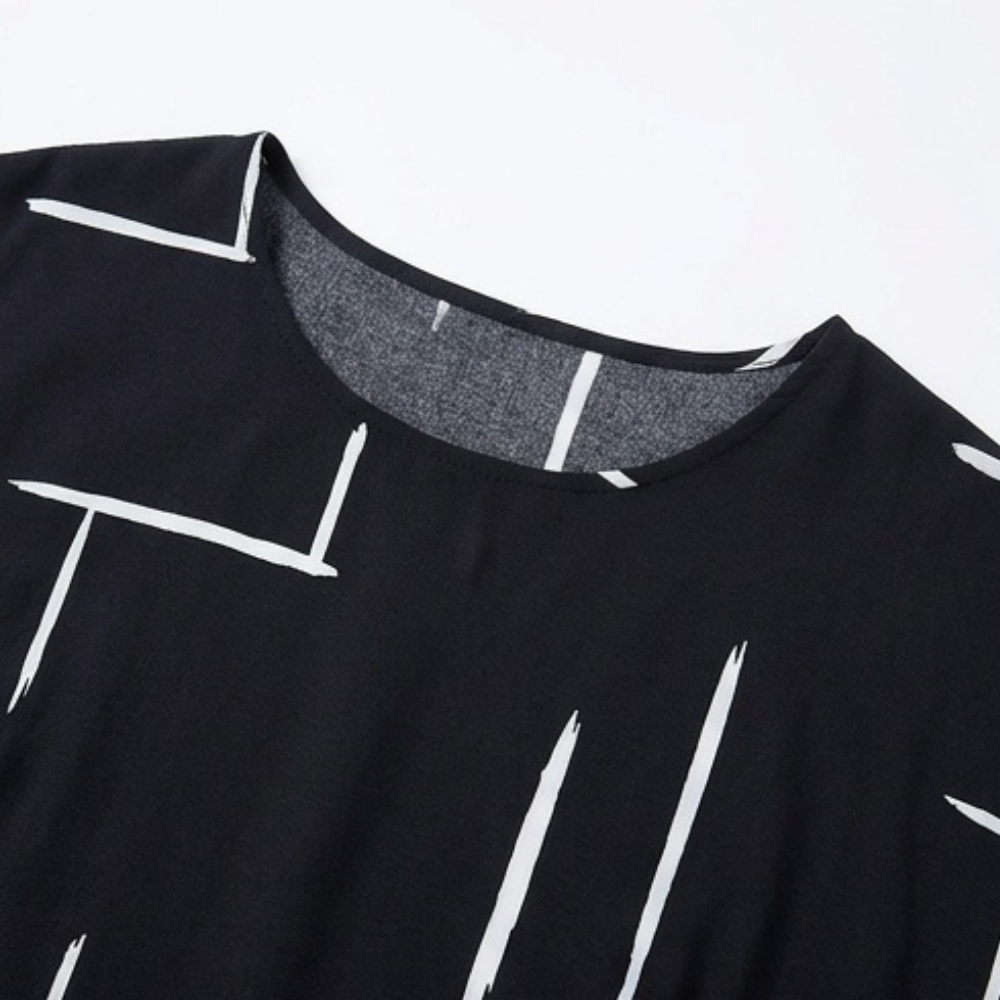 Elunara™ – Pocketed Dolman Dress with Abstract Print