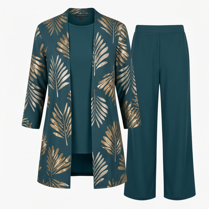Trielle - Women's Elegant 3-Piece Floral Pantsuit Set