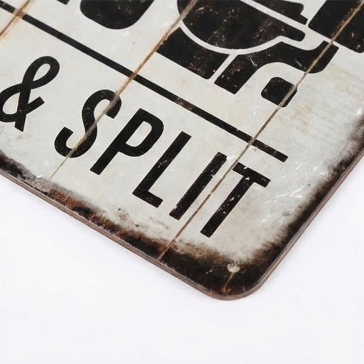Splitline™ – Vintage Metal Bathroom Humor Sign