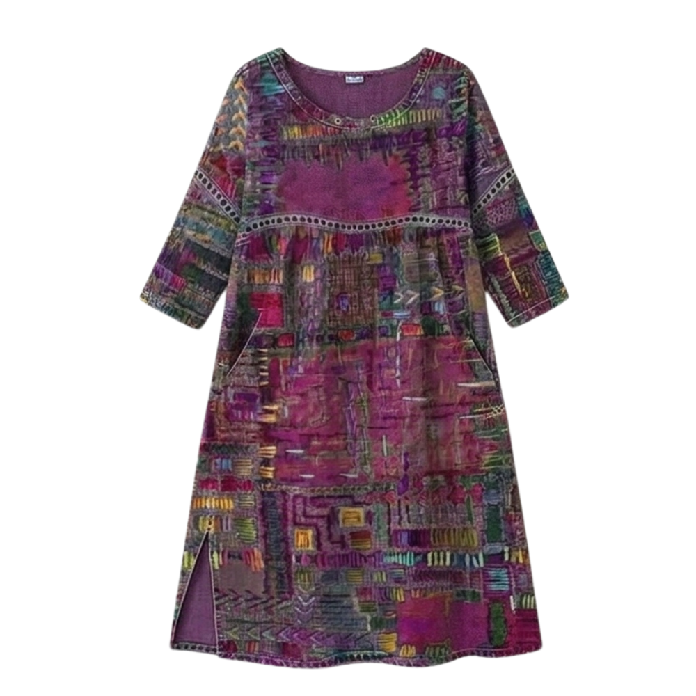 Tessara™ – Artisan Print Cotton Dress with Pockets
