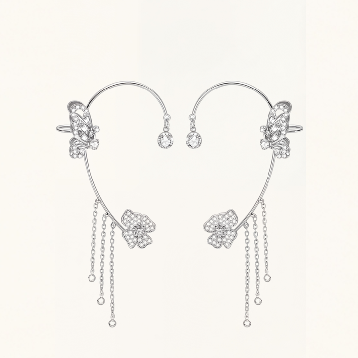 Ornata™ Sparkling Butterfly Ear Cuff with Tassels