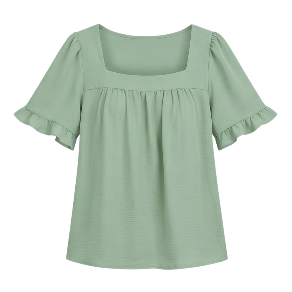 Florelle™ – Square Neck Flutter Sleeve Blouse