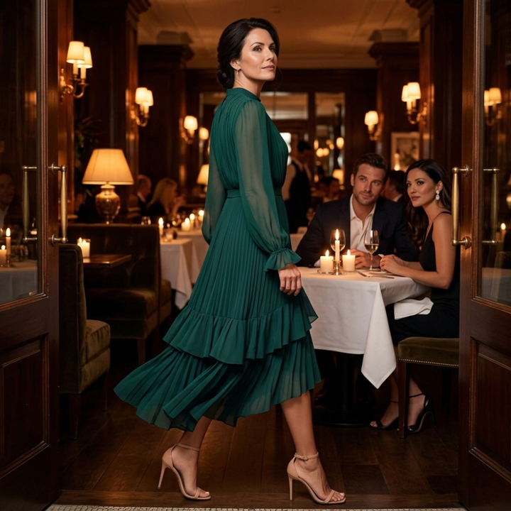 Keyfa™ – Pleated Ruffle Midi Dress