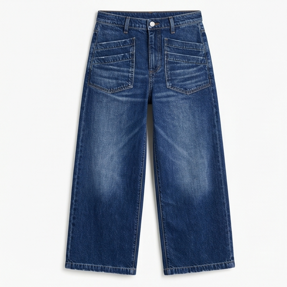 Vellora™ – Patch-Pocket Wide-Leg Jeans
