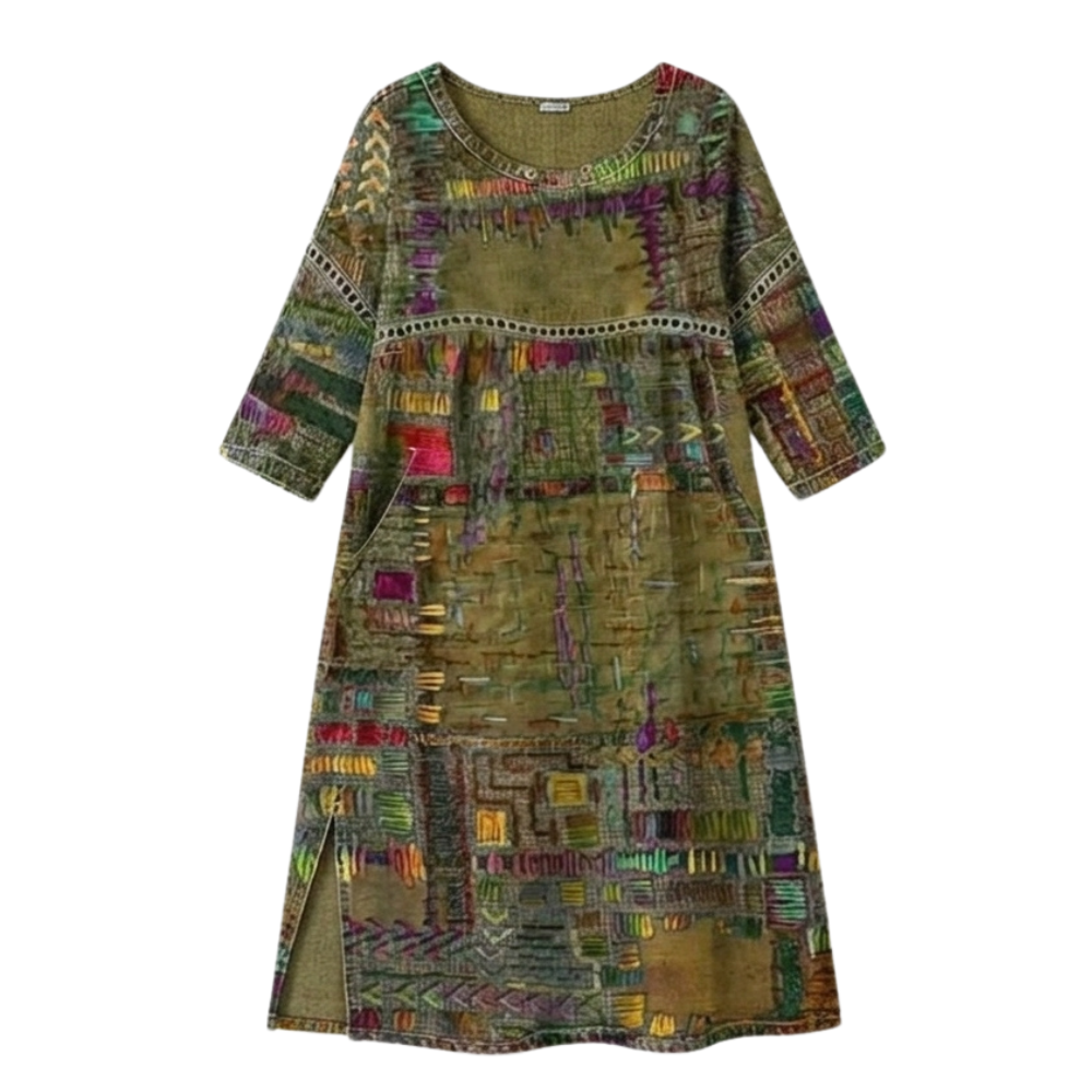 Tessara™ – Artisan Print Cotton Dress with Pockets