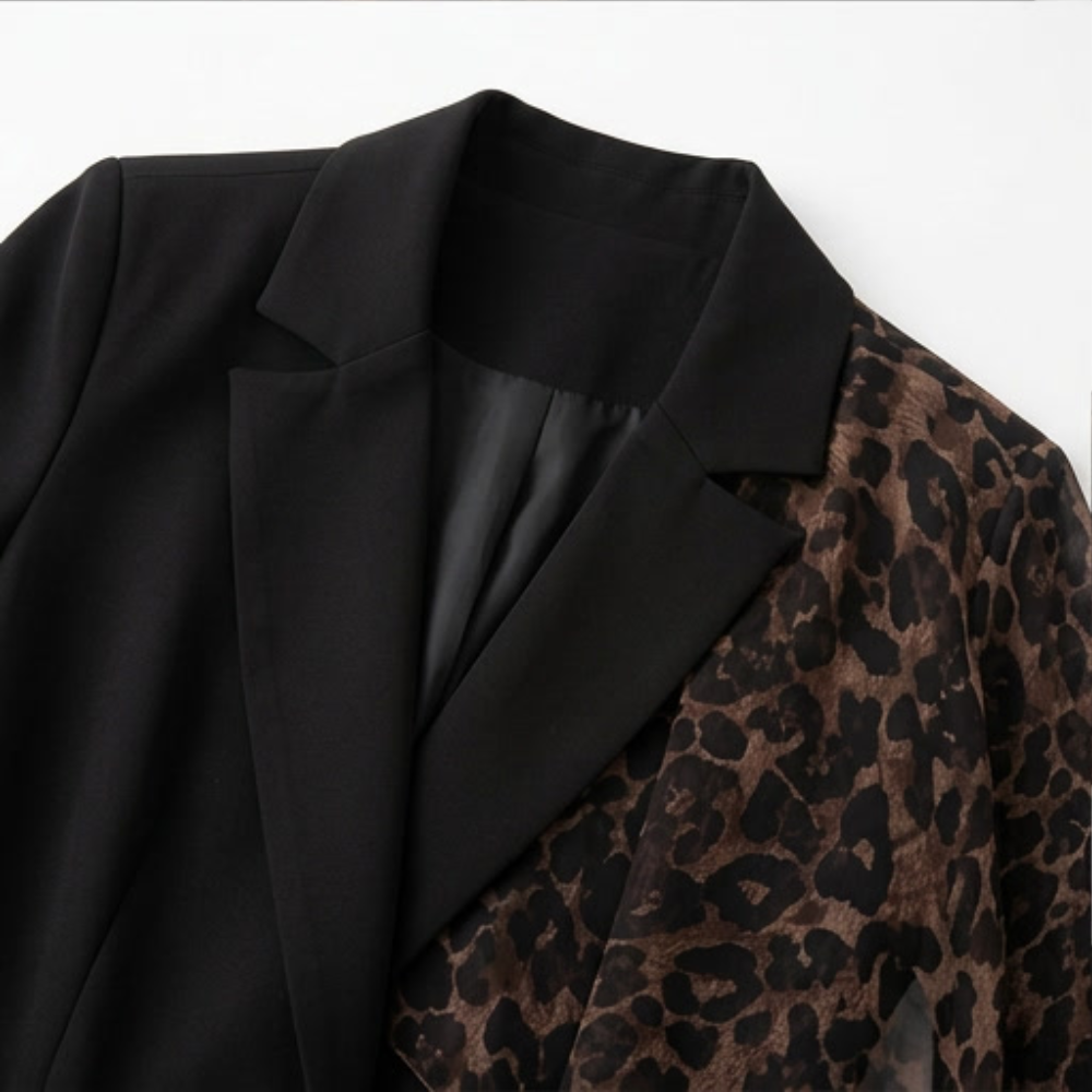 Selvana™ – Leopard Accent Blazer and Pants Set
