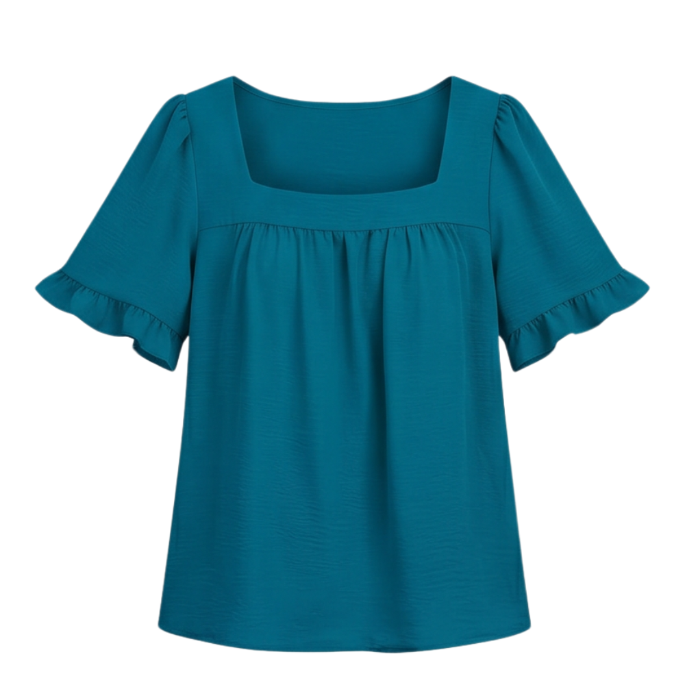 Florelle™ – Square Neck Flutter Sleeve Blouse