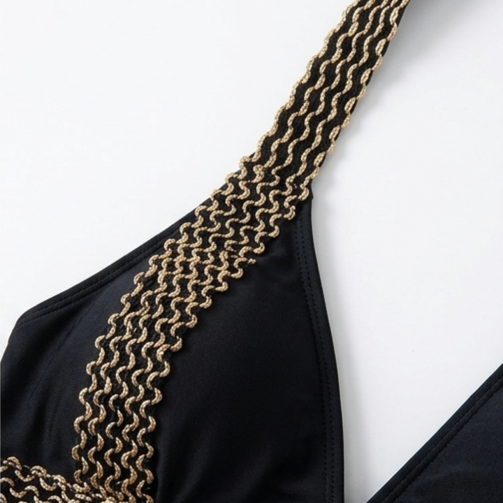 Solaia™ - Gold Trimmed Two Piece Halter Bikini