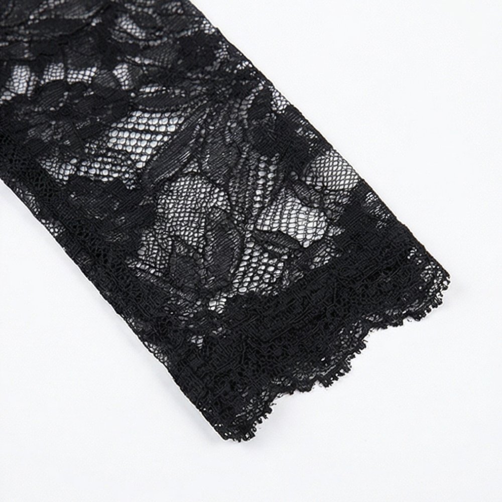 Lacelle™ – Sheer Floral Lace Sleeve Top