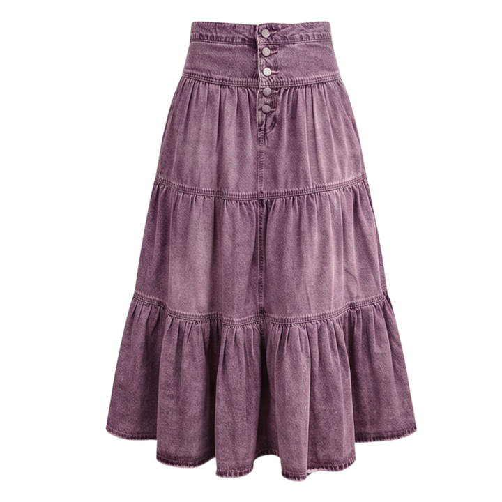 Soléra - Women's Soft Button-Front Denim Maxi Skirt