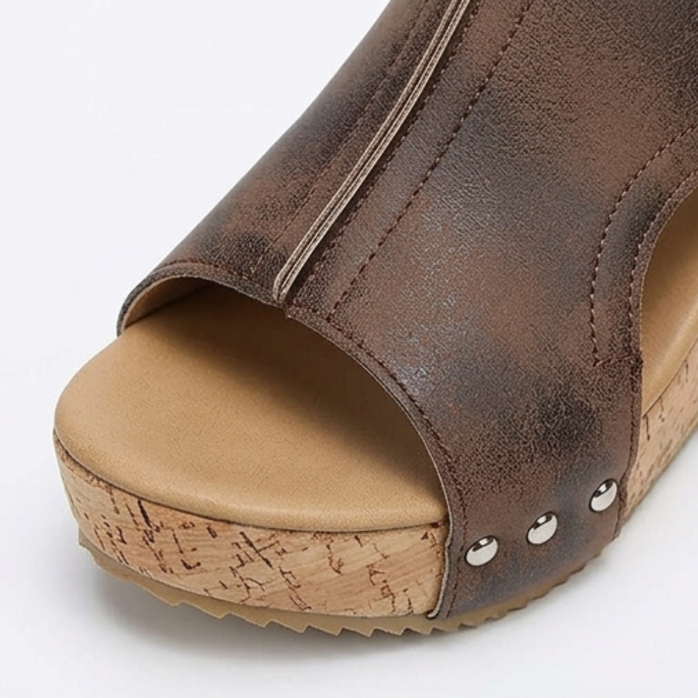 Lumera™ - Studded Cork Wedge Sandals