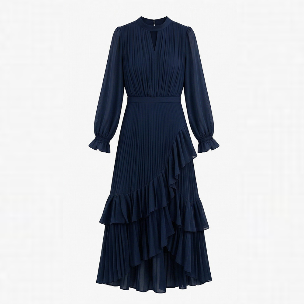Keyfa™ – Pleated Ruffle Midi Dress