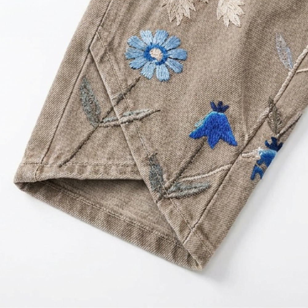 Bloomara™ – Embroidered Wide-Leg Jeans with Tulip Hem
