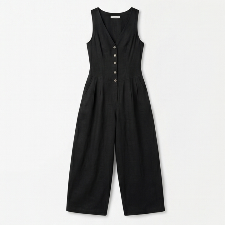 Lunavia™ - Wide-Leg Button Front Jumpsuit