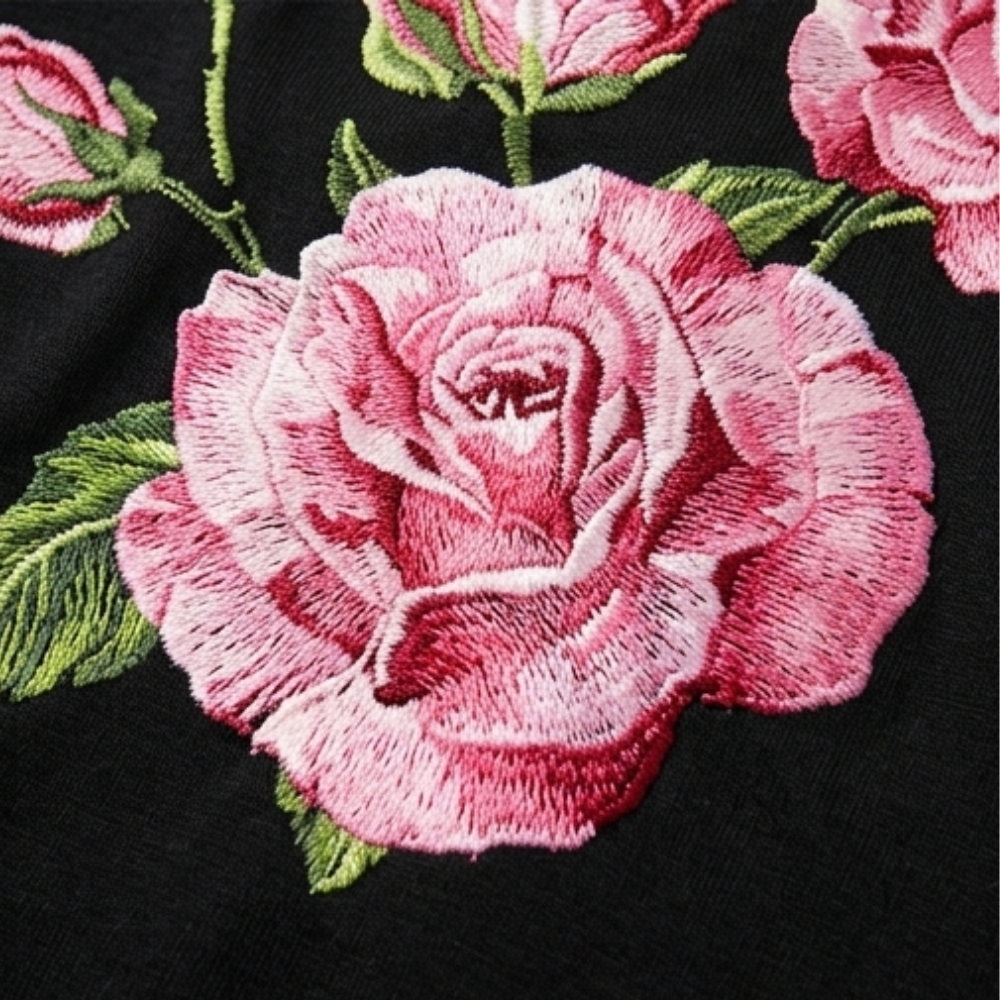 Rosalia™ – Elegant Rose Print A Line Dress