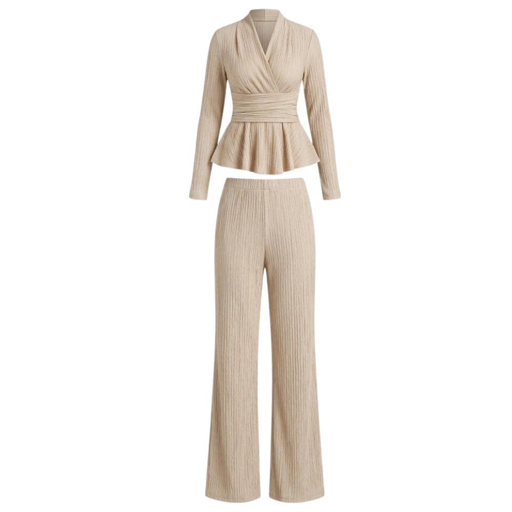 Vivara™ – Pleated Peplum Set with Cinched Waist