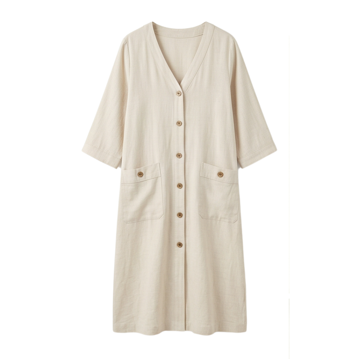 Linora™ – Button-Front Midi Dress