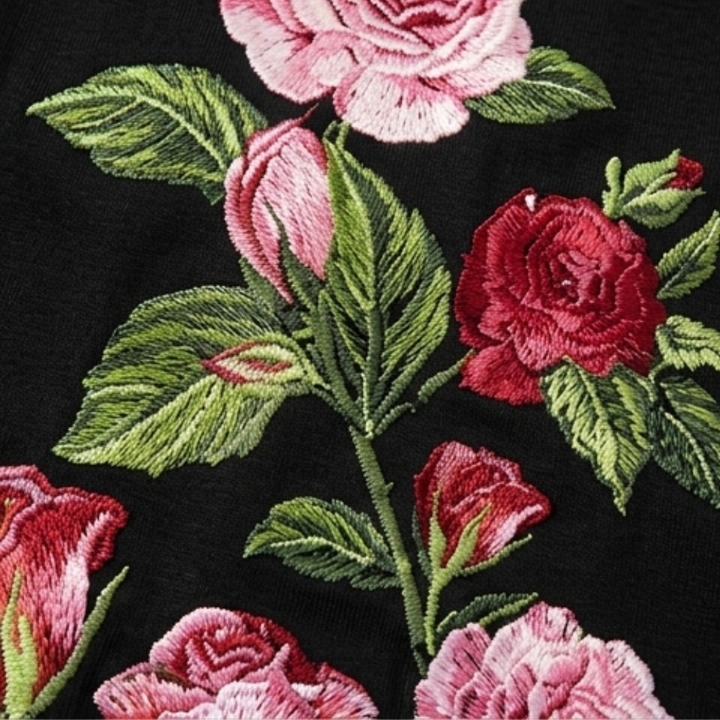 Rosalia™ – Elegant Rose Print A Line Dress