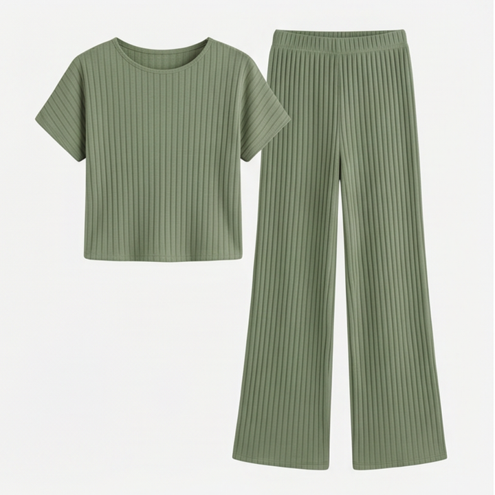 Velura™ – Soft Ribbed Wide-Leg Set