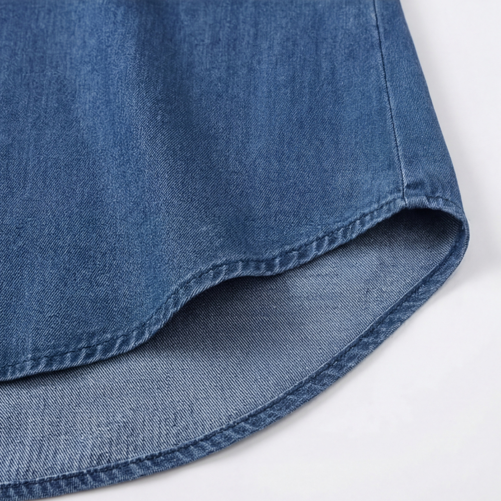 Vivara™ – Soft Ruffle V Neck Denim Blouse