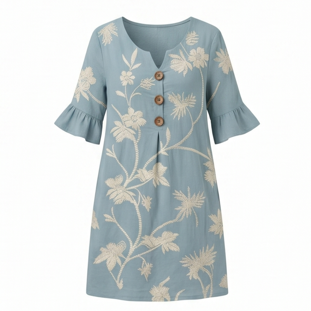 Solenya™ – Embroidered Floral Midi Dress