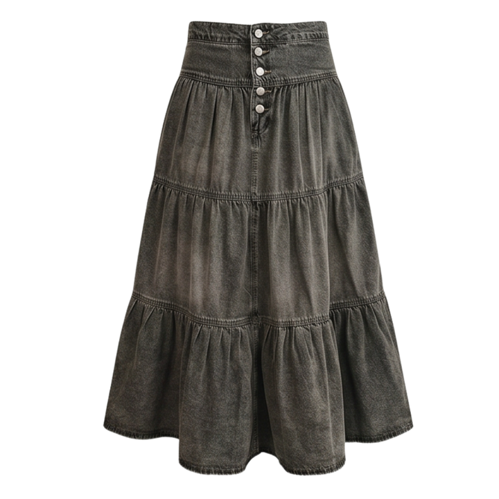 Soléra - Women's Soft Button-Front Denim Maxi Skirt