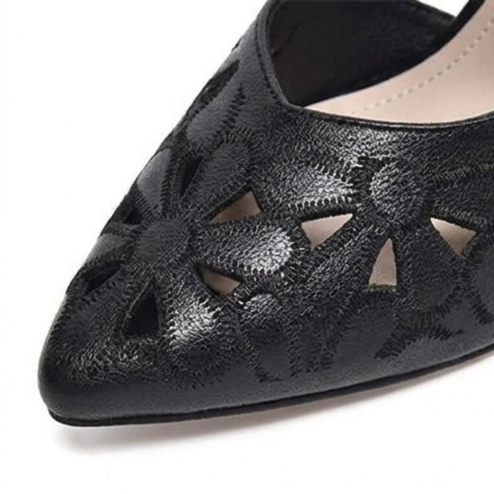Floriva™ - Floral Cut-Out Pointed-Toe Slingback Heels