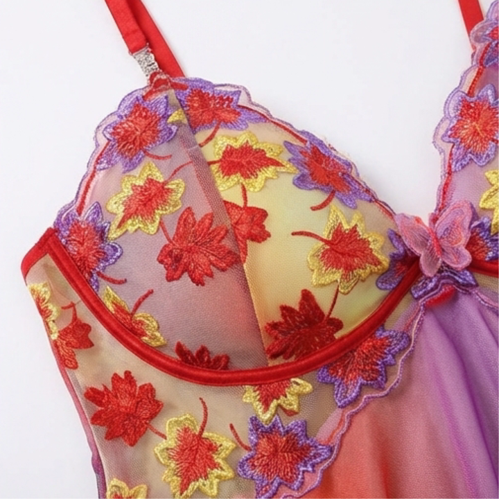 Floressa™ – Embroidered Floral Babydoll Nightgown