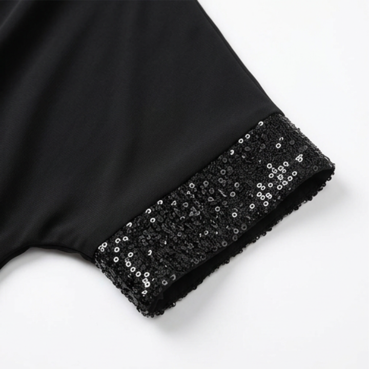 Lunara™ – Sequin Trim Layered Chiffon Top