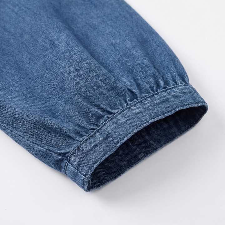 Vivara™ – Soft Ruffle V Neck Denim Blouse