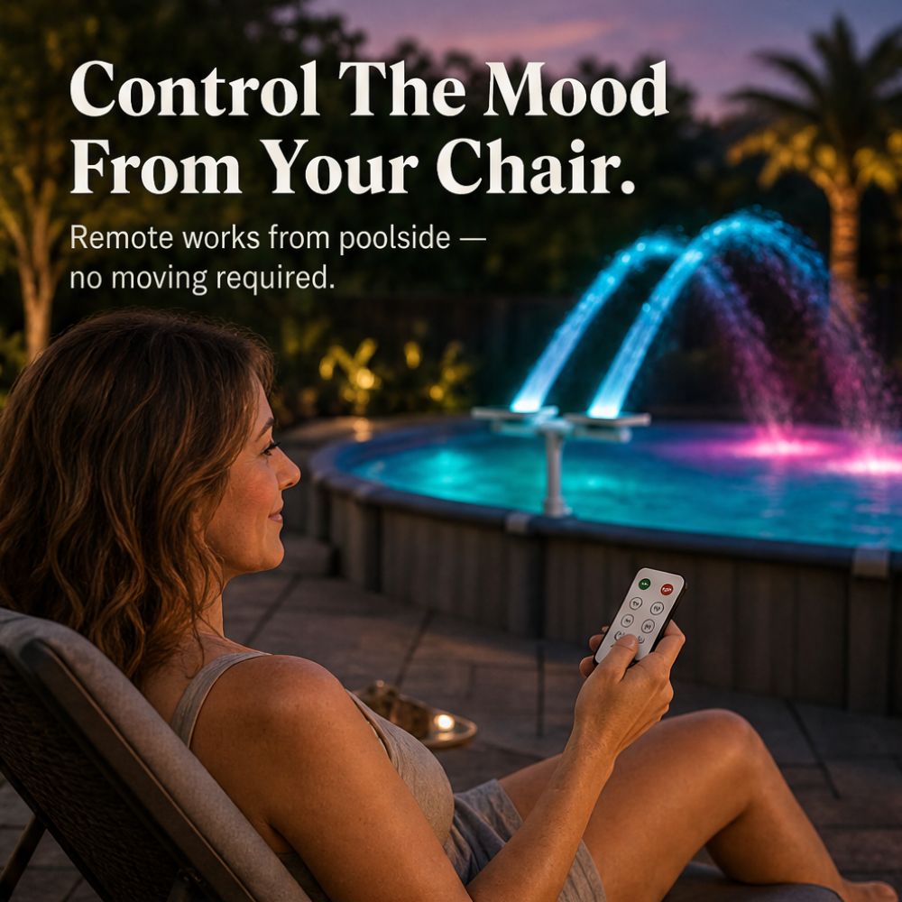 Lumiflow™ – Solar Pool Fountain with RGB Color Lights and Dual Spray