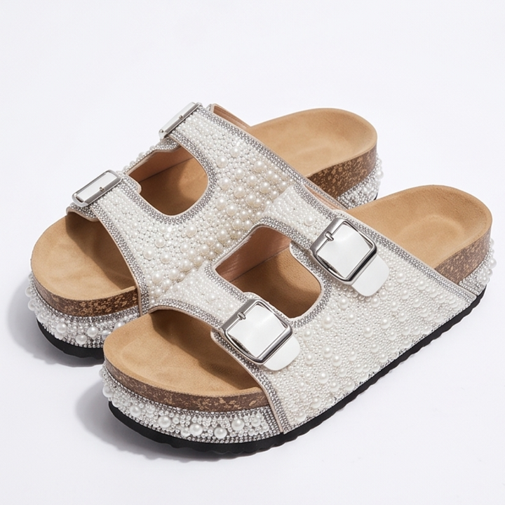 Pearlique™ – Pearl Platform Slide Sandals