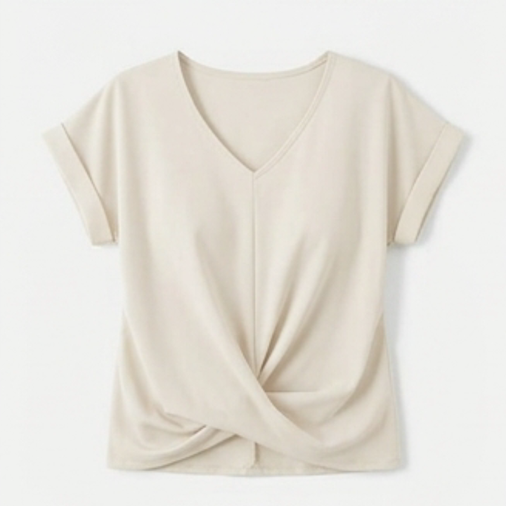 Veluna™ - Twist-Knot V-Neck Top for Effortless Everyday Style
