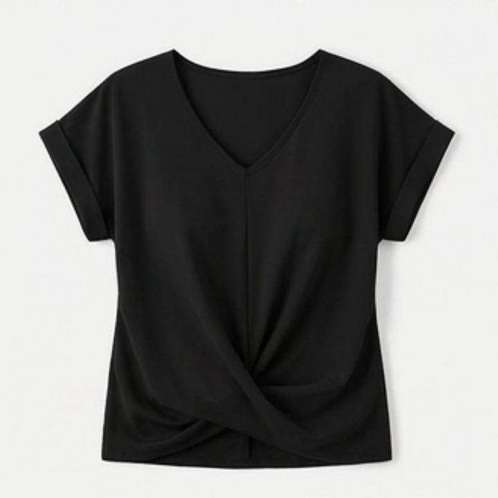 Veluna™ - Twist-Knot V-Neck Top for Effortless Everyday Style