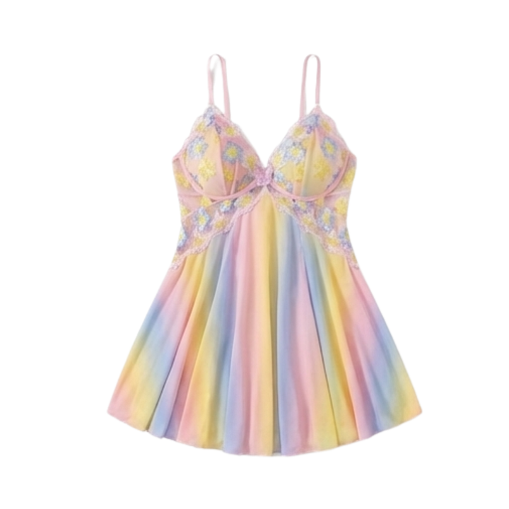 Floressa™ – Embroidered Floral Babydoll Nightgown