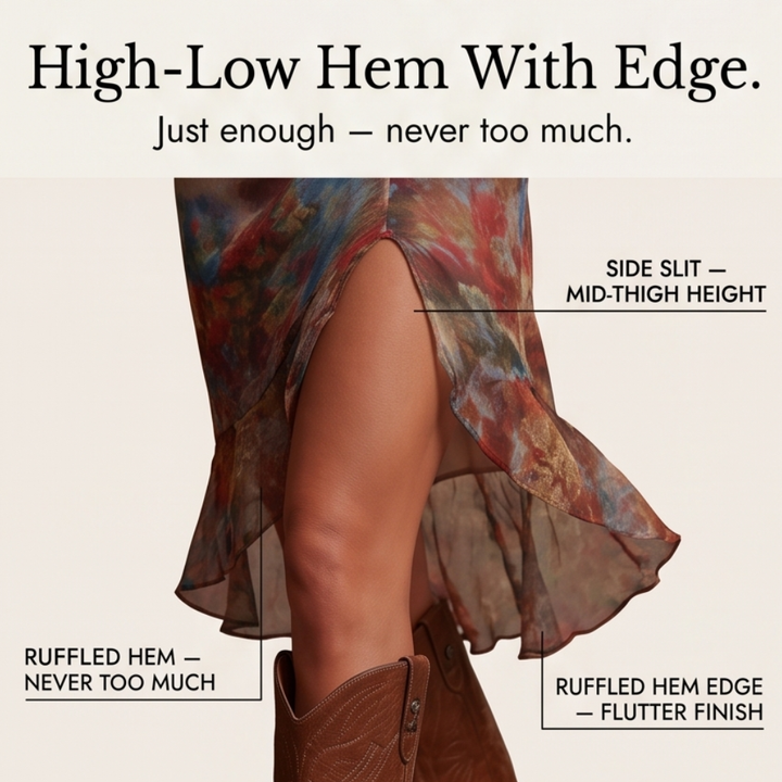 Elowen™ – Watercolor Ruched Midi Dress