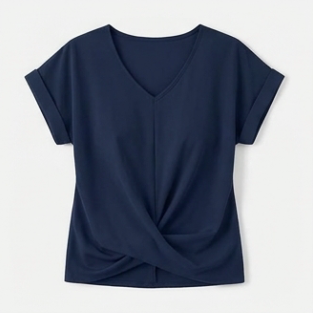 Veluna™ - Twist-Knot V-Neck Top for Effortless Everyday Style