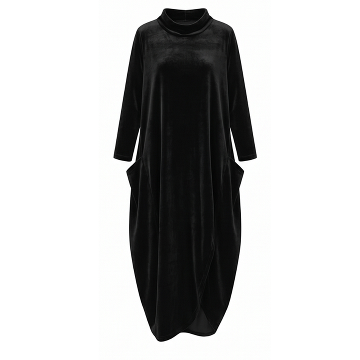 Sofelle™ - Velvet Cocoon Midi Dress with Hidden Pockets