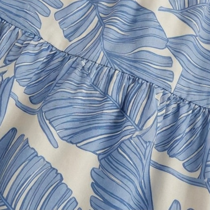 Liriosa™ – Palm-Print Strapless Maxi Dress